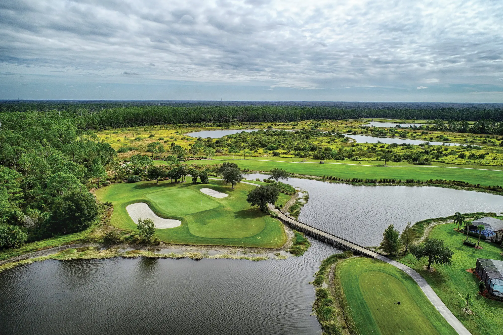 Fairway and green on the Davis Love III championship course at River Hall Country Club