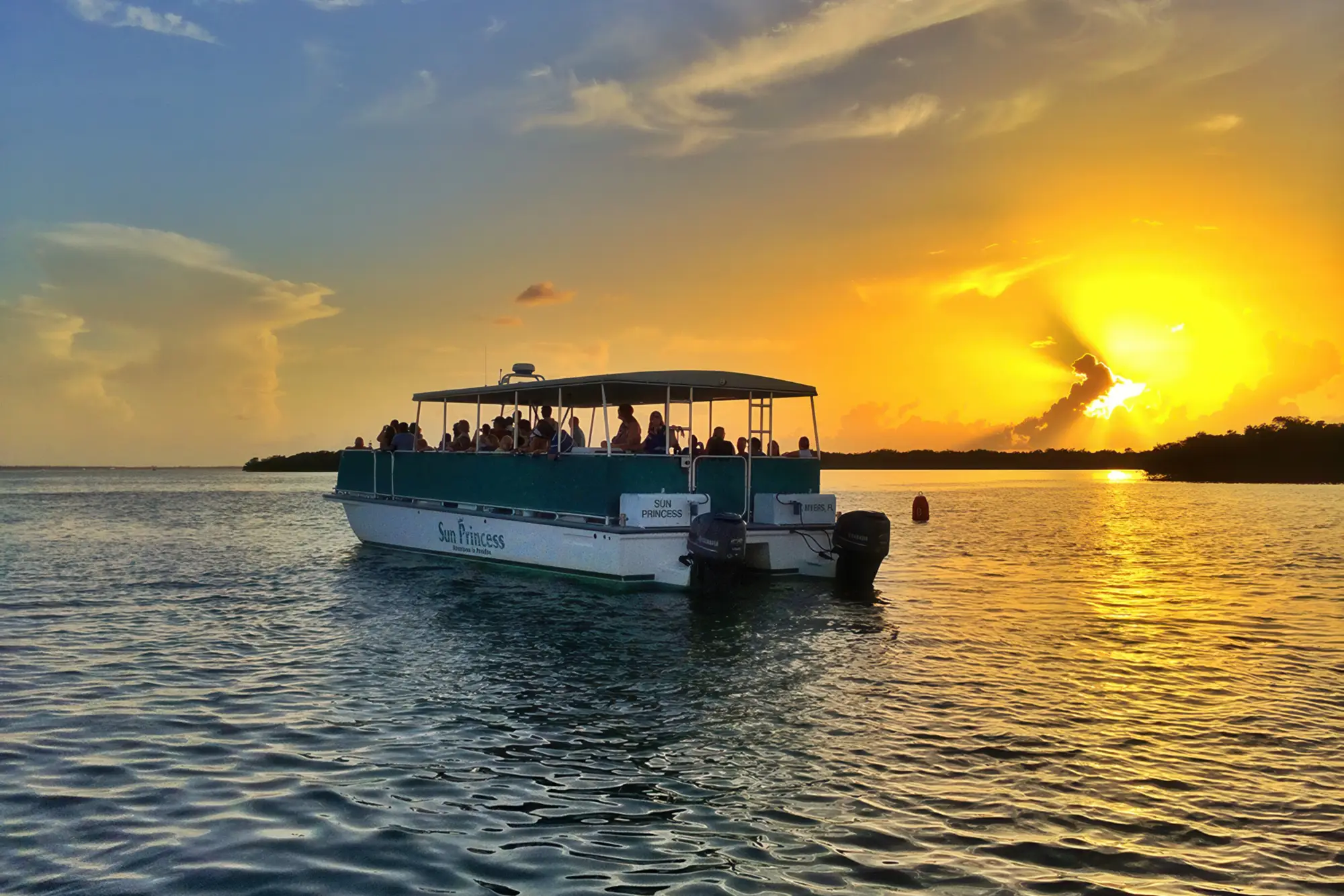 Boating on the Caloosahatchee River near Alva Florida on a sunny afternoon